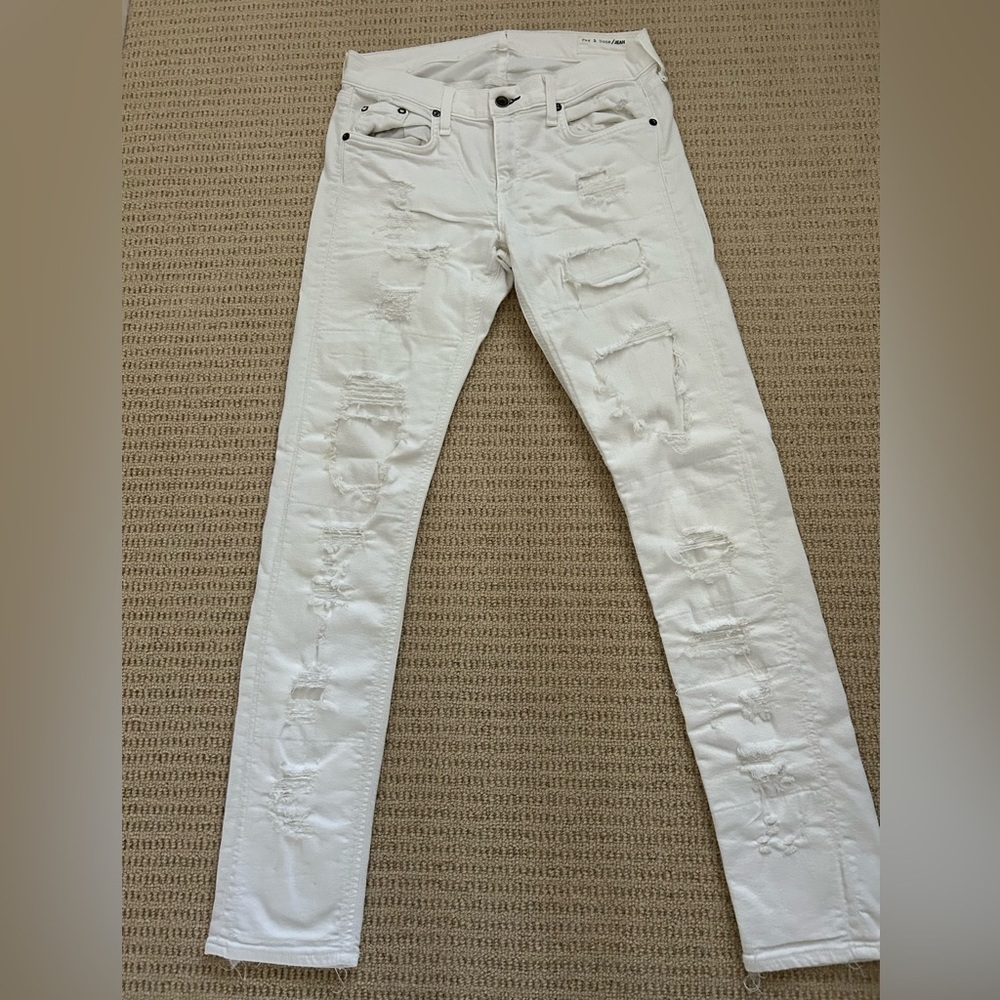 Rag & Bone White Brigade DRE Distressed Skinny Jeans Size 28 - Picture 2 of 5